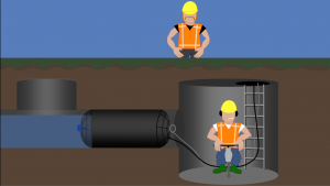 Obturateur gonflable en pression d'utilisation